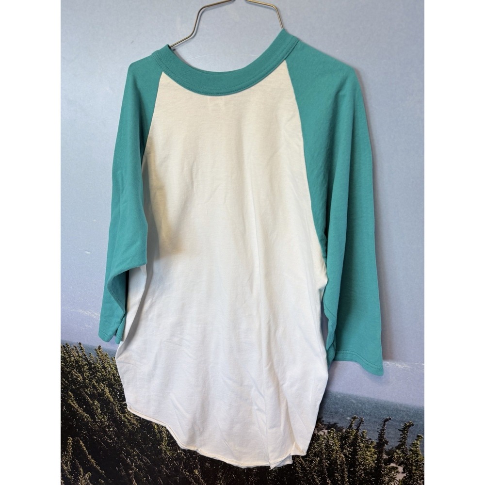 90s Soffee Vintage Baseball Shirt Adult L Teal 3/4 Sleeve Fungo Tee